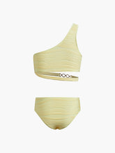 Chain Decor Two Piece Textured Bikini Bathing Suit